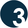 blue circle with number three representing a numerical value related to 5